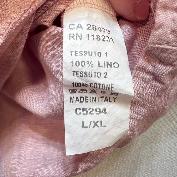 Cherishh Women's Linen Shirt Blouse Tie Hem Size L/XL Pink Roll Tab Sleeve - Picture 4 of 11